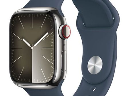 Apple Watch Series 9 GPS 41mm - Cellular - Aço Inoxidável Prateado | Bracelete Desportiva Azul trovoada - S M Cheap